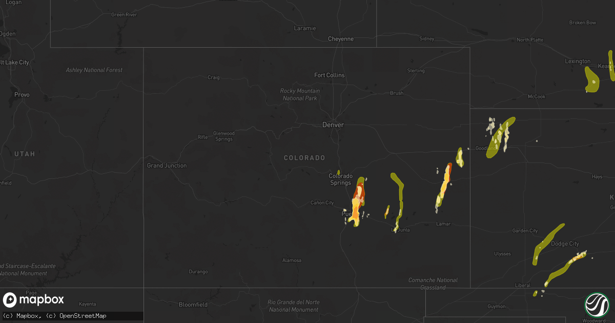 Hail map in Colorado on May 9, 2015
