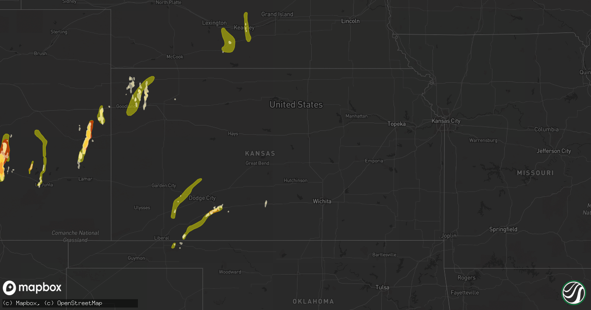 Hail map in Kansas on May 9, 2015