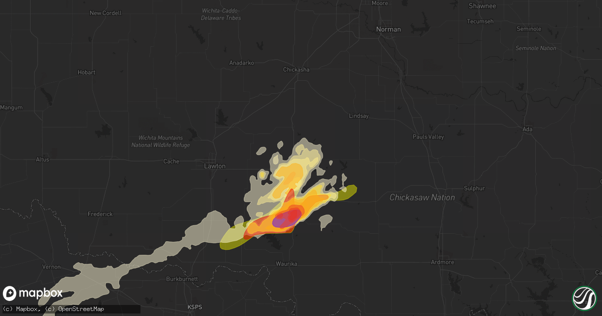 Hail map in Marlow, OK on May 9, 2015