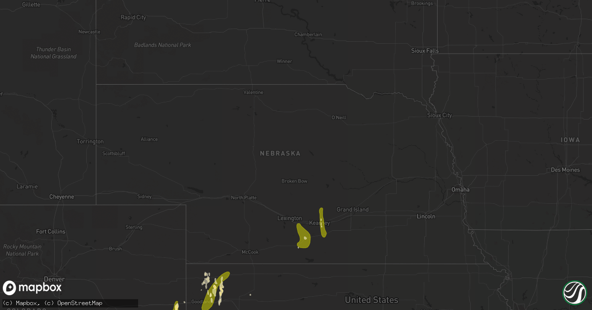 Hail map in Nebraska on May 9, 2015