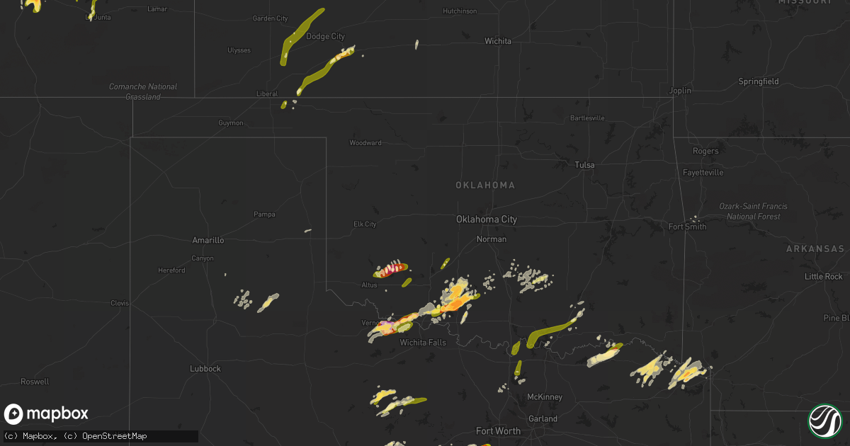 Hail map in Oklahoma on May 9, 2015