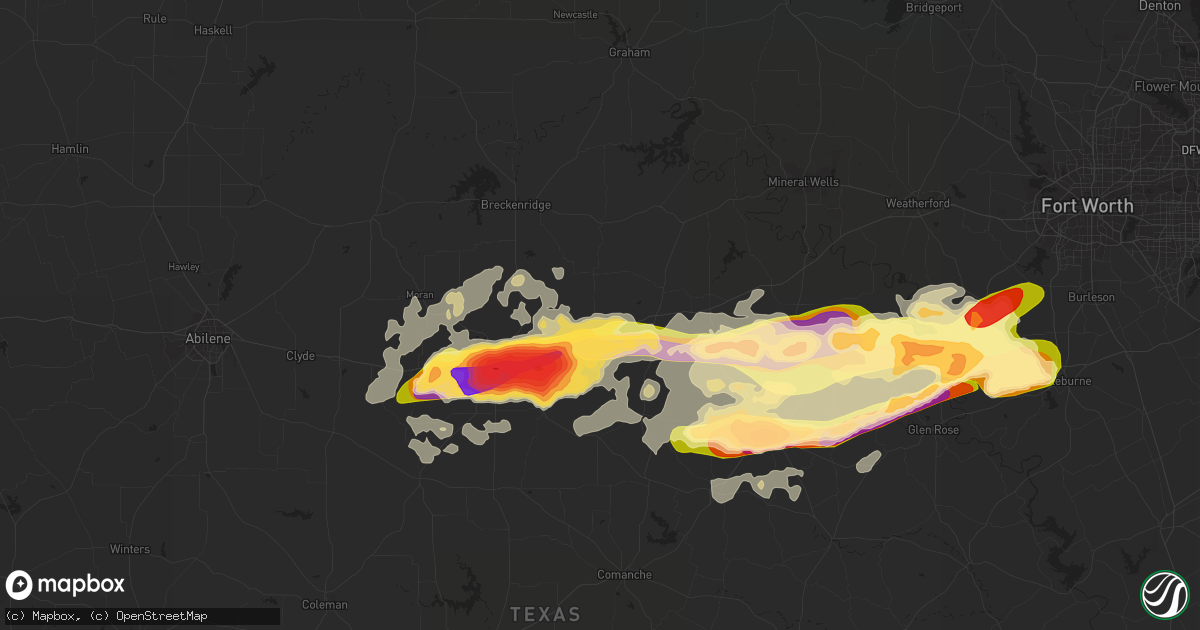 Hail map in Ranger, TX on May 9, 2015