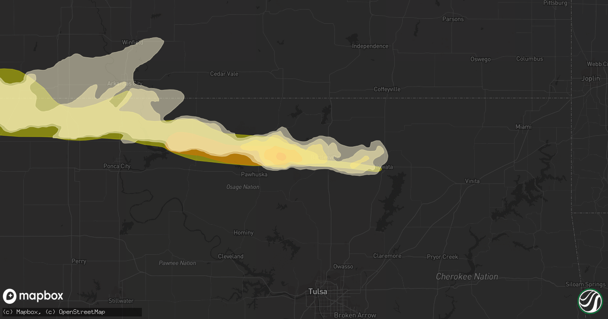 Hail map in Bartlesville, OK on May 9, 2016