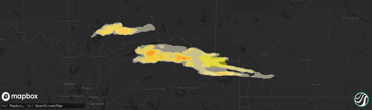 Hail map in Clarksville, TX on May 9, 2016