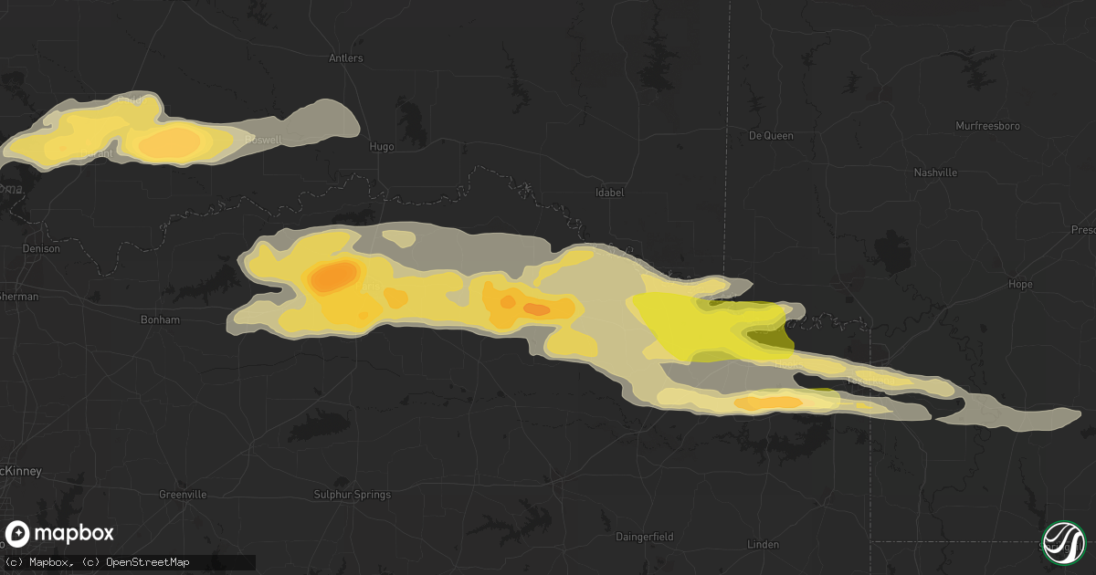 Hail map in Clarksville, TX on May 9, 2016