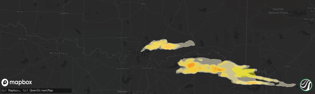 Hail map in Durant, OK on May 9, 2016