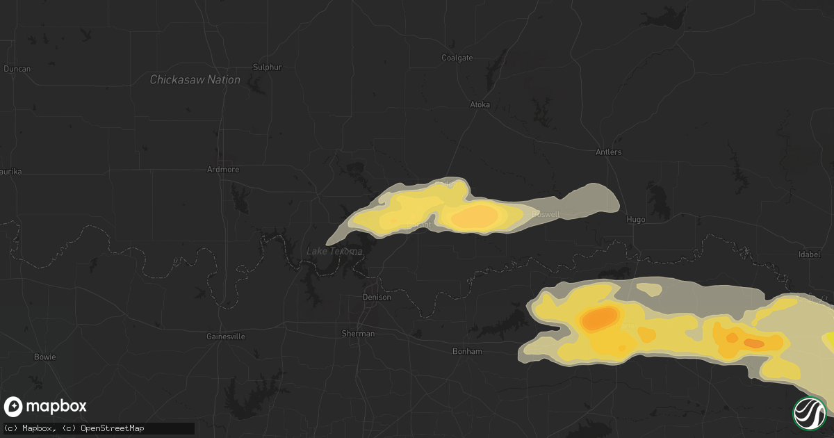 Hail map in Durant, OK on May 9, 2016