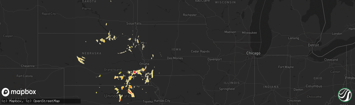 Hail map in Iowa on May 9, 2016