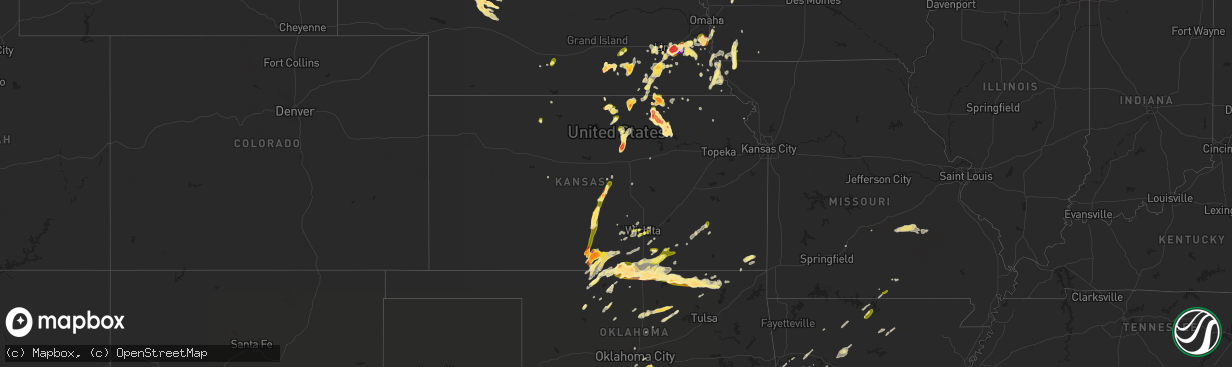 Hail map in Kansas on May 9, 2016