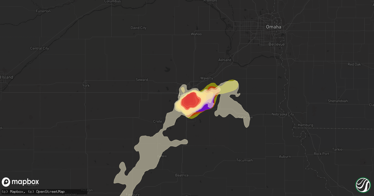 Hail map in Lincoln, NE on May 9, 2016
