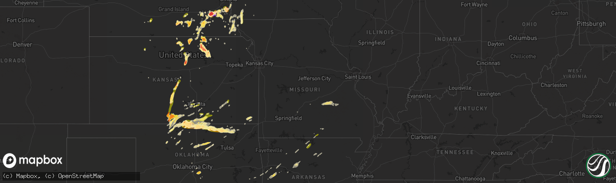 Hail map in Missouri on May 9, 2016