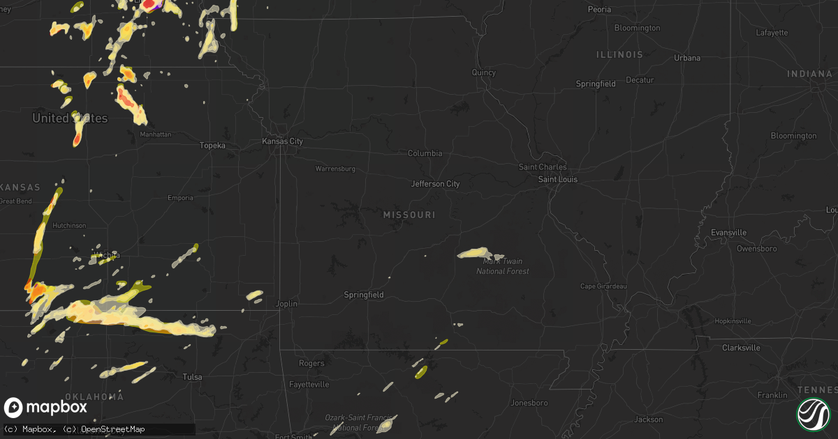 Hail map in Missouri on May 9, 2016