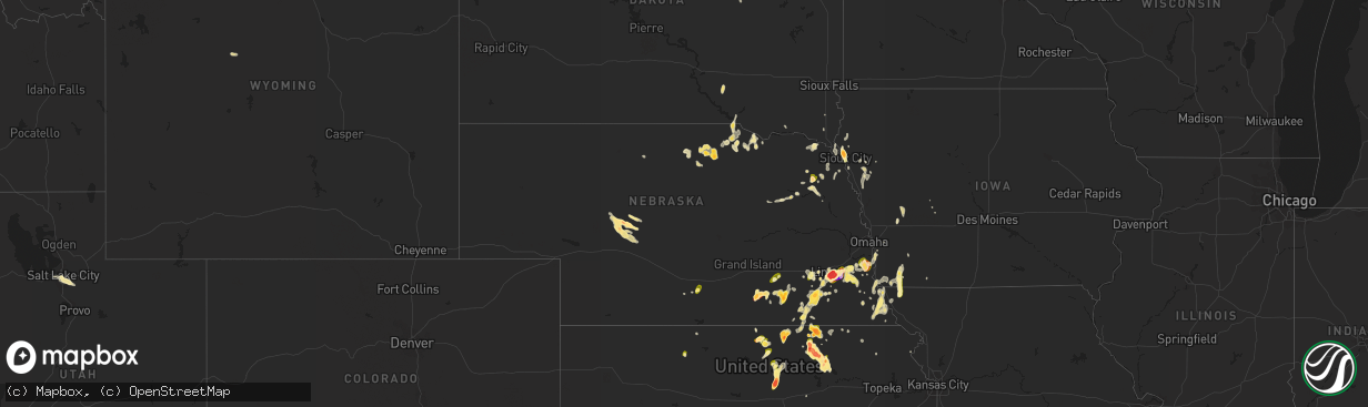 Hail map in Nebraska on May 9, 2016