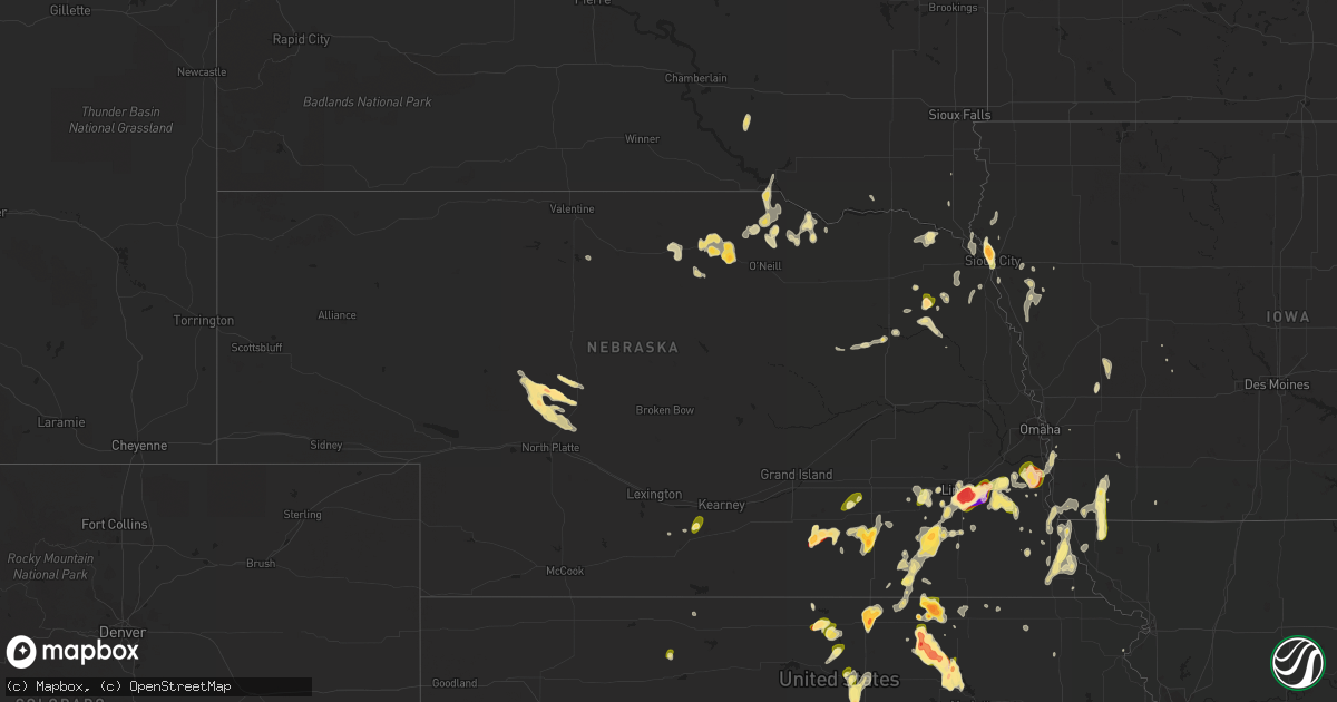 Hail map in Nebraska on May 9, 2016