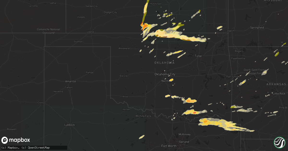 Hail map in Oklahoma on May 9, 2016