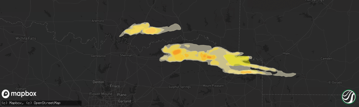 Hail map in Paris, TX on May 9, 2016