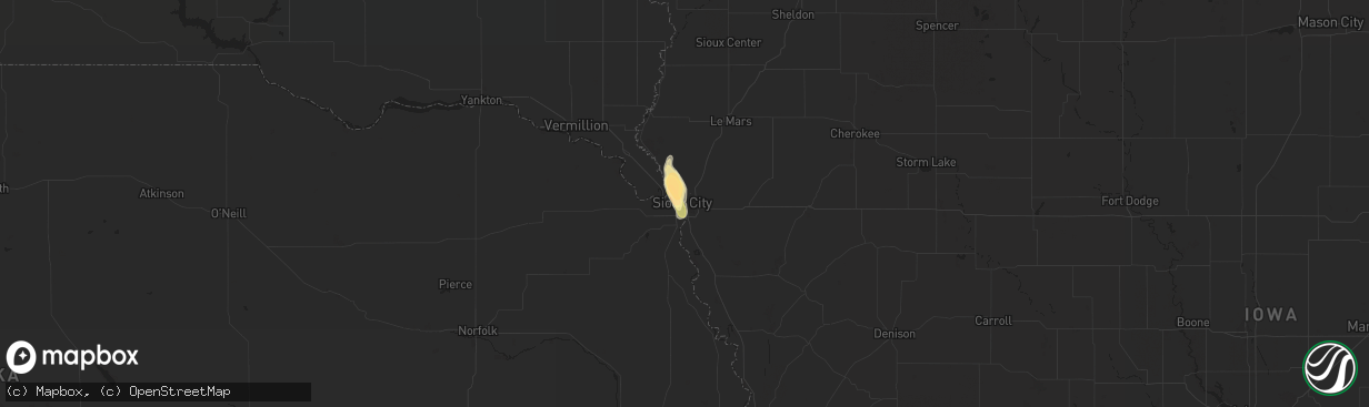 Hail map in Sioux City, IA on May 9, 2016