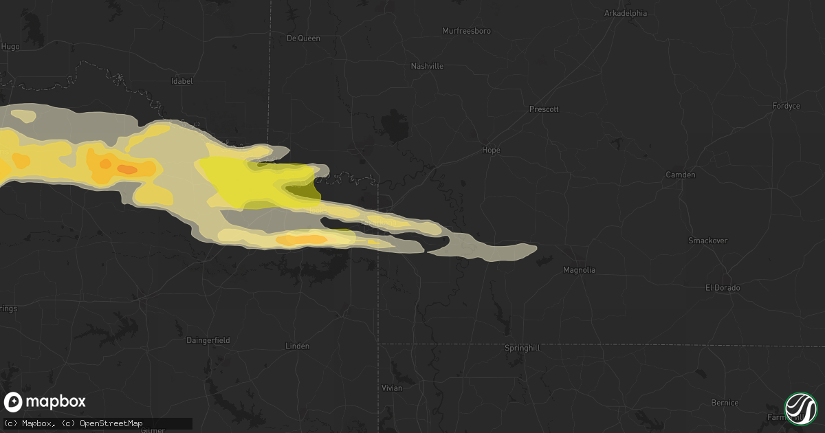 Hail map in Texarkana, AR on May 9, 2016