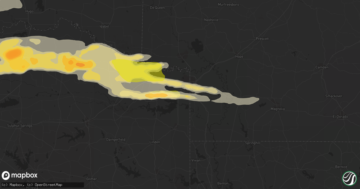 Hail map in Texarkana, TX on May 9, 2016