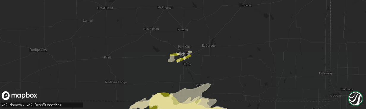 Hail map in Wichita, KS on May 9, 2016