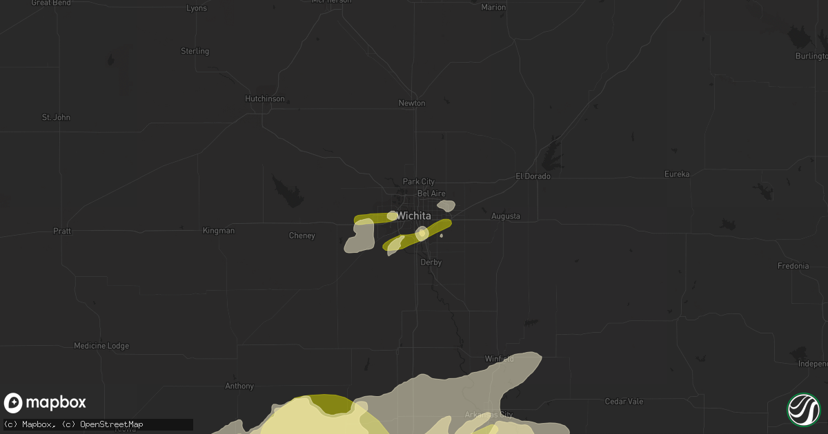 Hail map in Wichita, KS on May 9, 2016