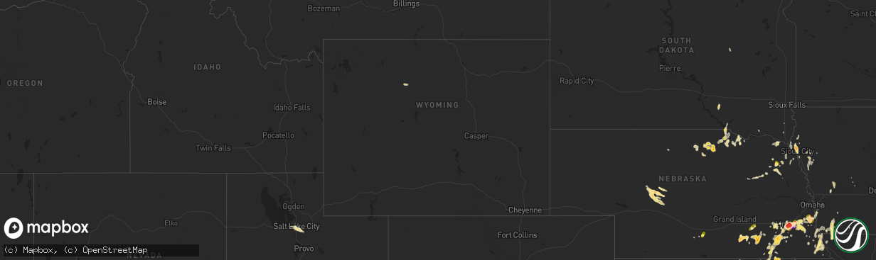 Hail map in Wyoming on May 9, 2016