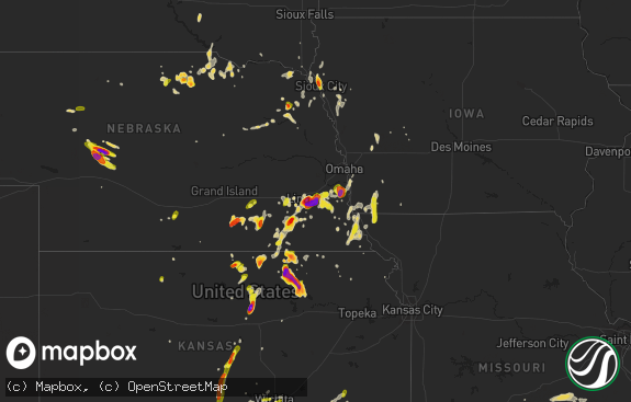 Hail map preview on 05-09-2016