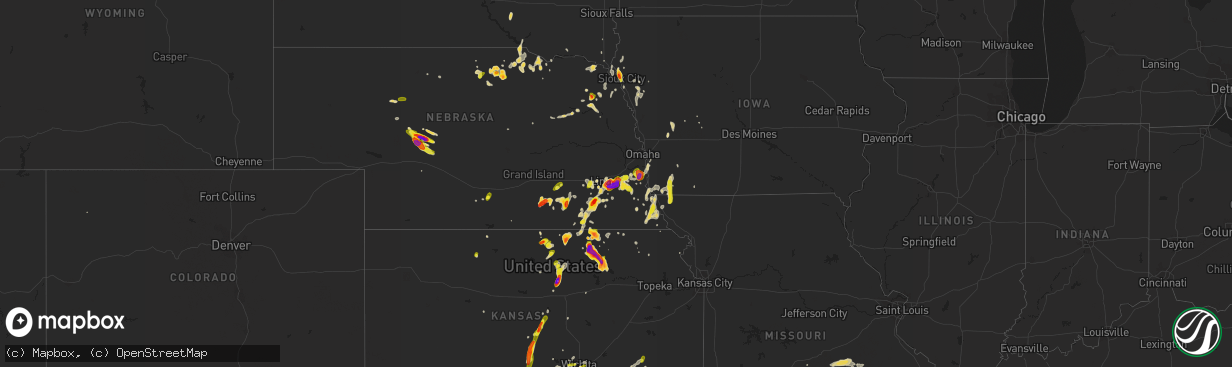 Hail map on May 9, 2016