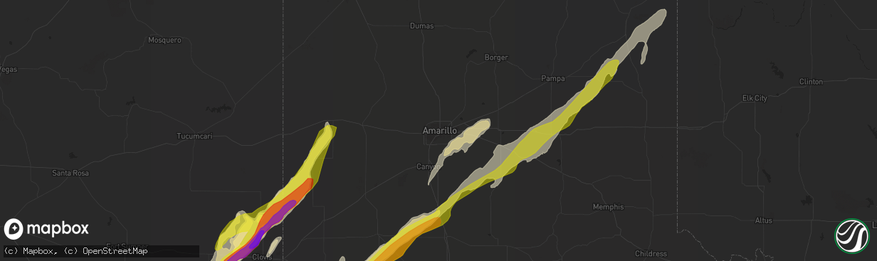 Hail map in Amarillo, TX on May 9, 2017