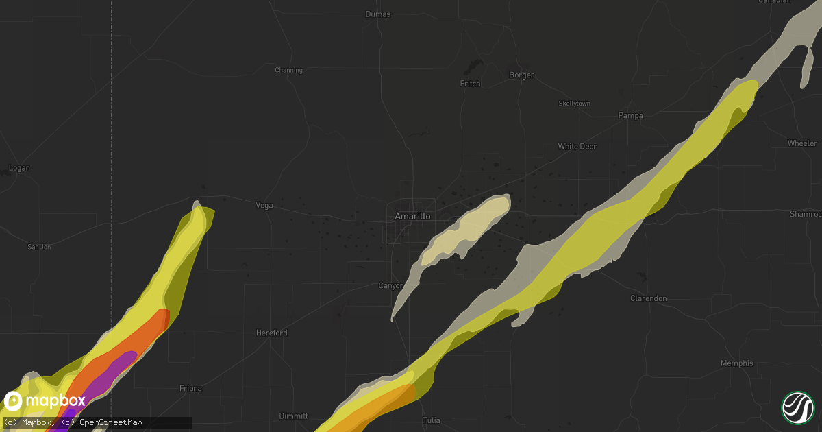 Hail map in Amarillo, TX on May 9, 2017