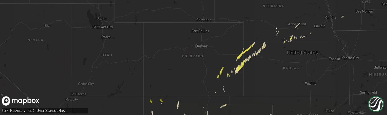 Hail map in Colorado on May 9, 2017