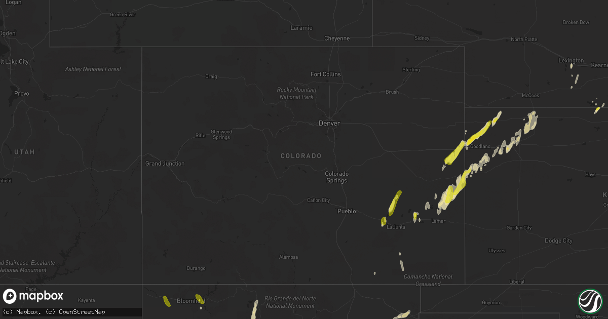 Hail map in Colorado on May 9, 2017