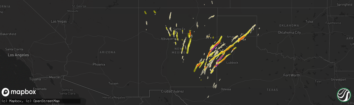 Hail map in New Mexico on May 9, 2017