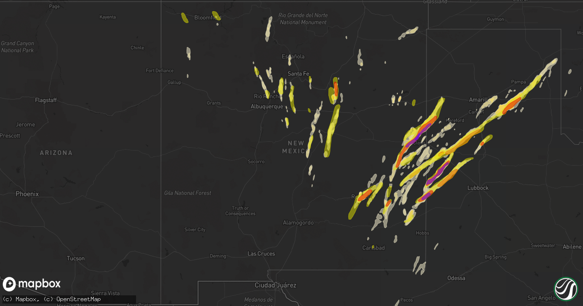 Hail map in New Mexico on May 9, 2017