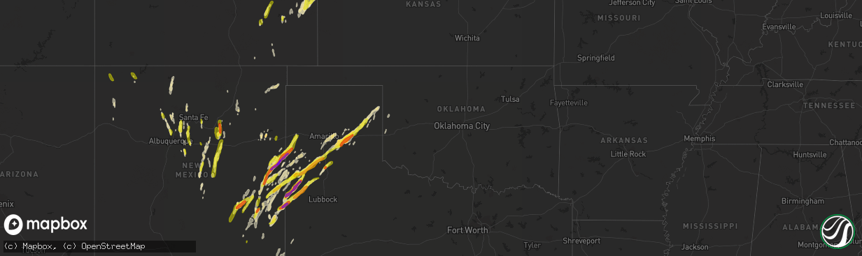 Hail map in Oklahoma on May 9, 2017