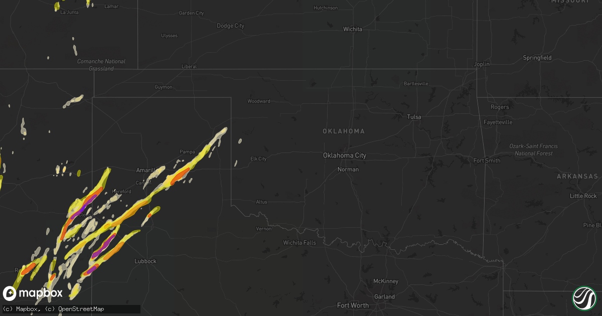 Hail map in Oklahoma on May 9, 2017