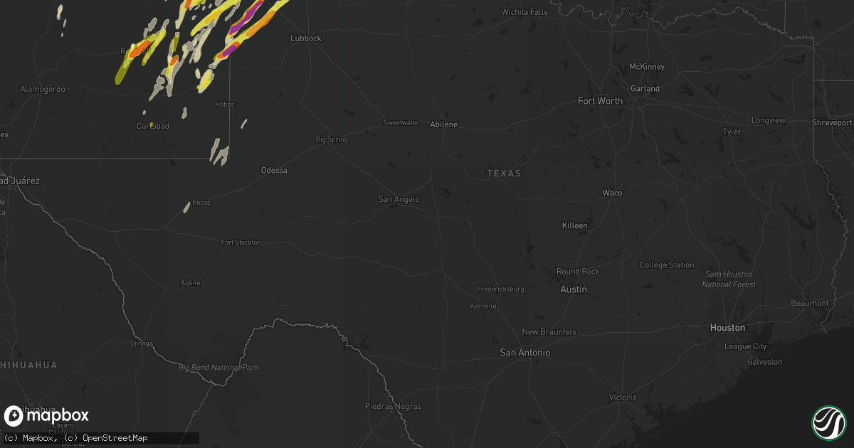 Hail map in Texas on May 9, 2017