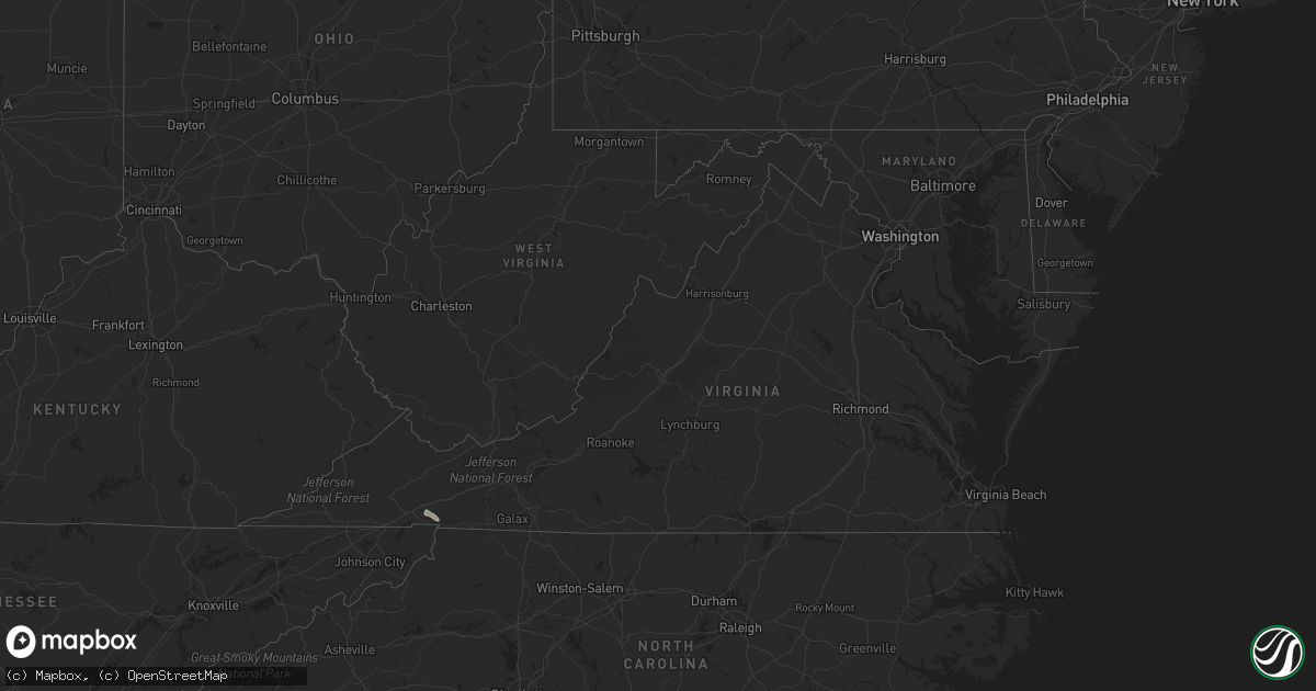 Hail map in Virginia on May 9, 2017