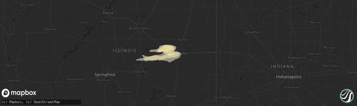 Hail map in Champaign, IL on May 9, 2018