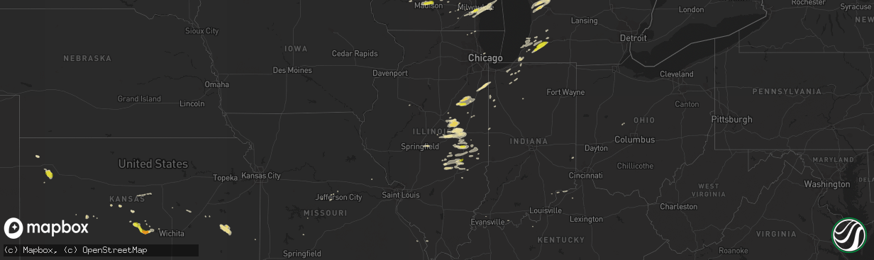 Hail map in Illinois on May 9, 2018