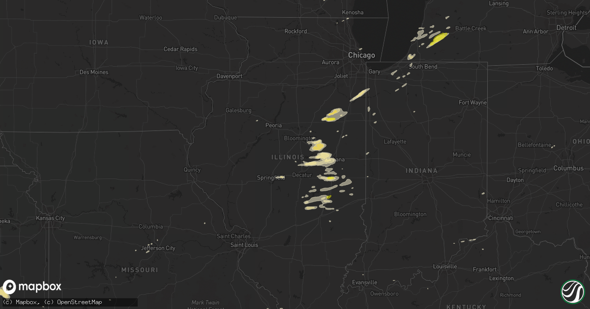 Hail map in Illinois on May 9, 2018