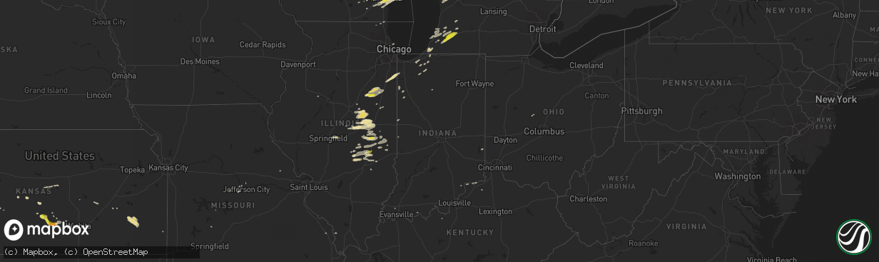 Hail map in Indiana on May 9, 2018