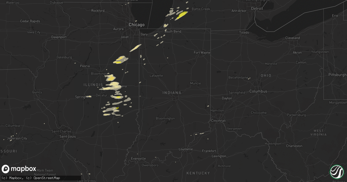 Hail map in Indiana on May 9, 2018
