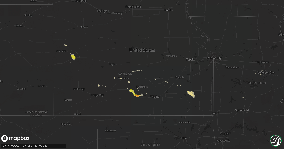 Hail map in Kansas on May 9, 2018