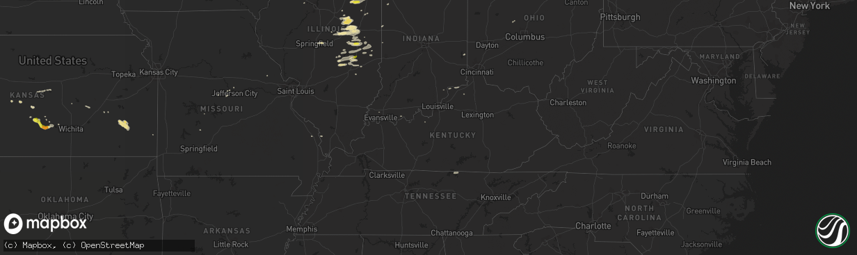 Hail map in Kentucky on May 9, 2018