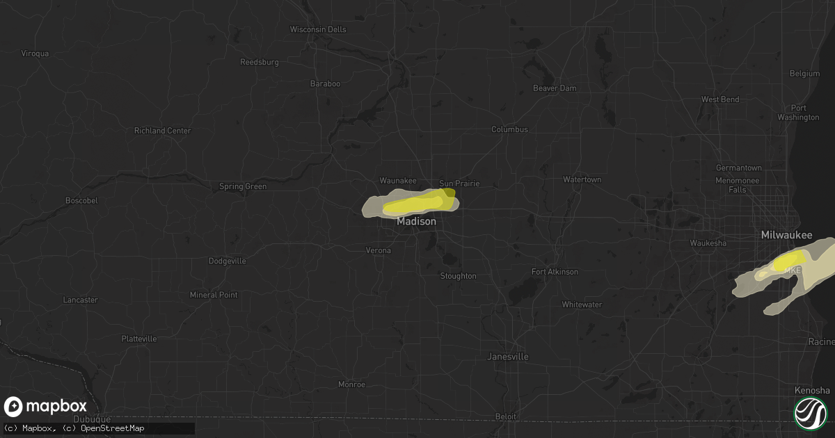 Hail map in Madison, WI on May 9, 2018