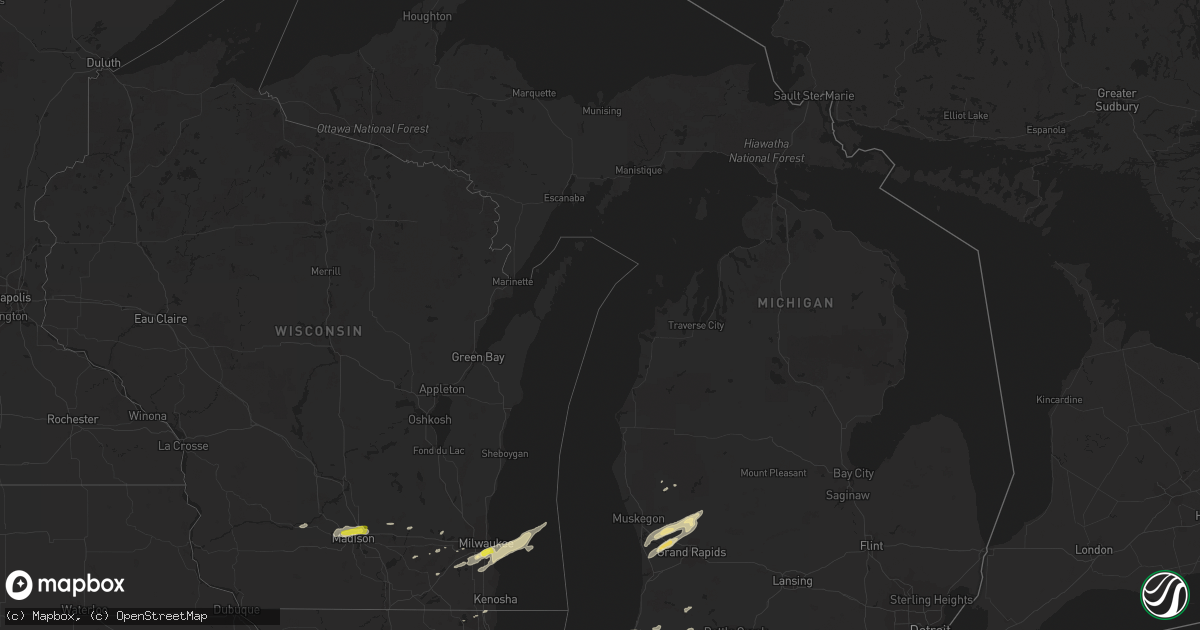 Hail map in Michigan on May 9, 2018