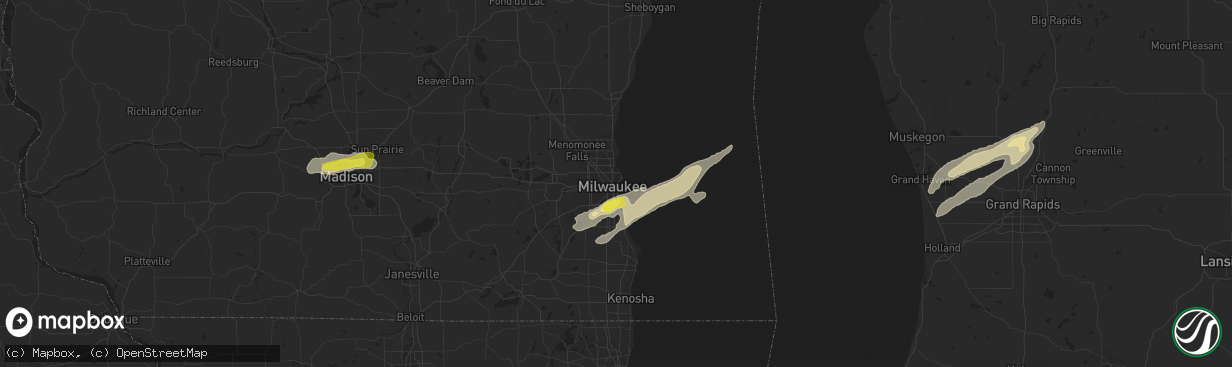 Hail map in Milwaukee, WI on May 9, 2018