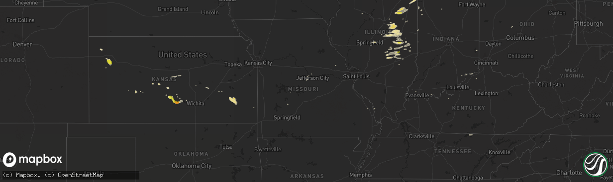 Hail map in Missouri on May 9, 2018