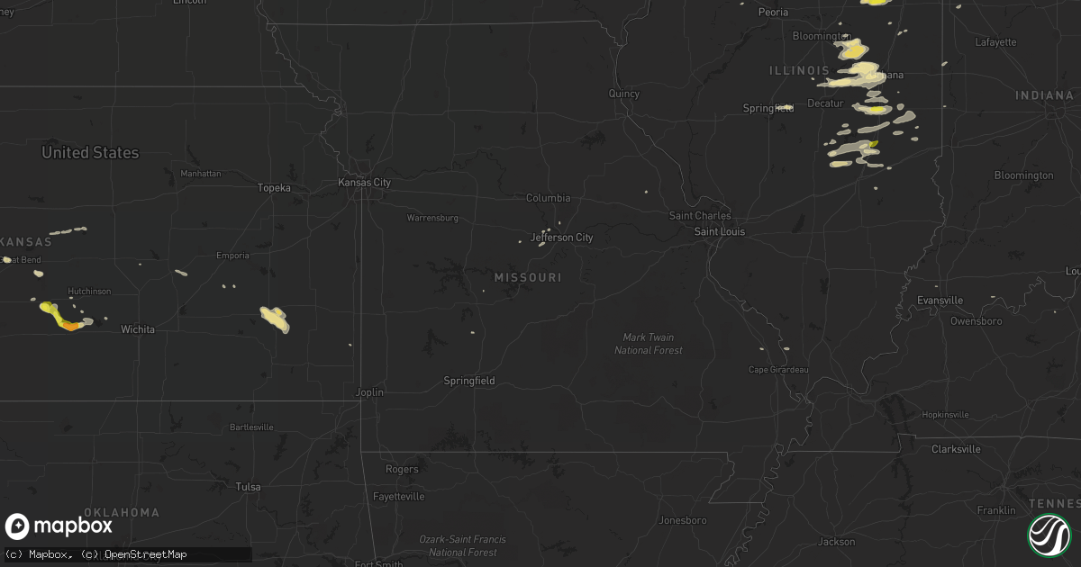 Hail map in Missouri on May 9, 2018